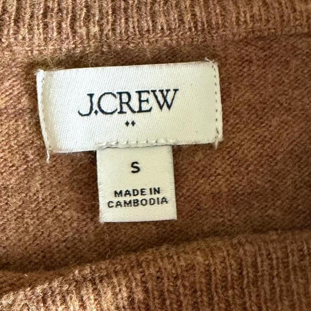 J.Crew Brown Heathered Cotton Wool Blend Raglan Crewneck Sweater Small - Picture 7 of 7